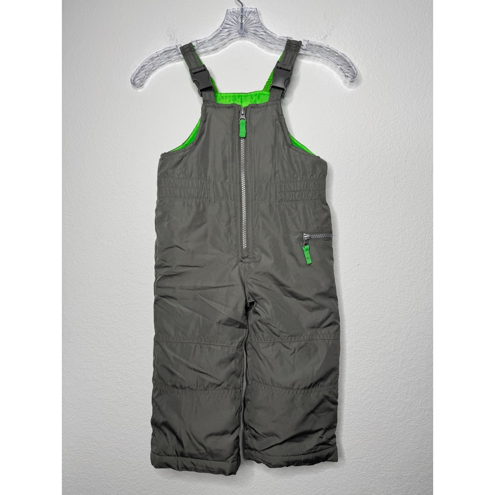 Carters Kids Gray Neon Green Insulated Snow Bibs Overalls Size 24M C2196S94-JP‎